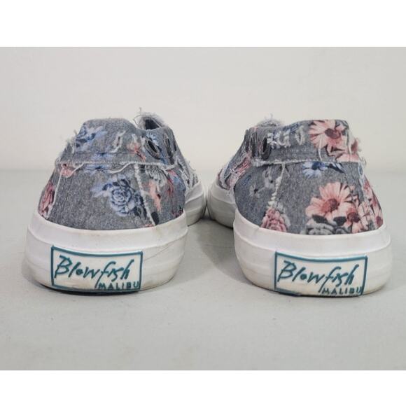 Blowfish Malibu Slip On Tennis Shoes Womens 7.5 Floral Zipper Accents Fun Shoes - Picture 8 of 9